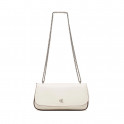 Piccola borsa a tracolla con catena metallica con logo monogramma