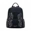 Mochila pequena com bolso cravejado