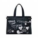 Borsa shopper grande effetto pelle con lettere