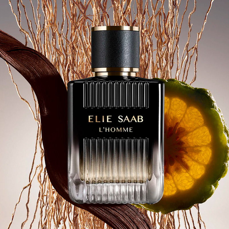 Elie Saab L'Homme 100 ml - Eau de Parfum de Hombre - Perfume Vetiver Boisé - Notas Sofisticadas de Bergamota, Cedro, Vetiver, Pachulí y Mirra - Botella de Vidrio con Lacado Negro Degradado – imagen 3