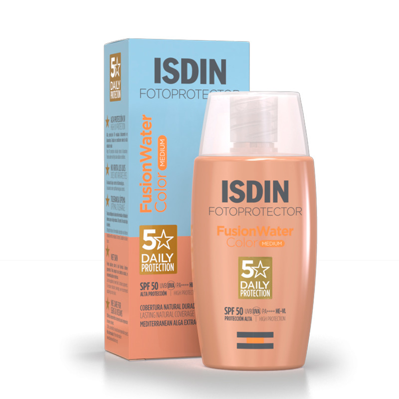 Isdin Light Fluid Base Fusion Water Magic Medium Spf 50 Facial Sunscreen With Color