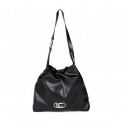 Faux leather shopper bag with oval LC logo