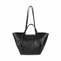 Shopper-Tasche mit Details in Animalprint-Lederoptik