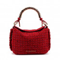 Personalized tweed shoulder bag with metal handle
