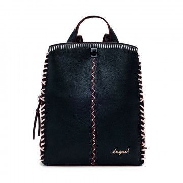 large-leather-effect-stitching-backpack
