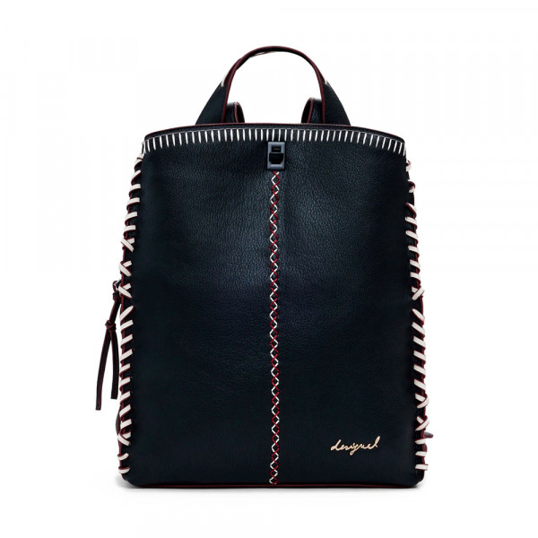 large-leather-effect-stitching-backpack