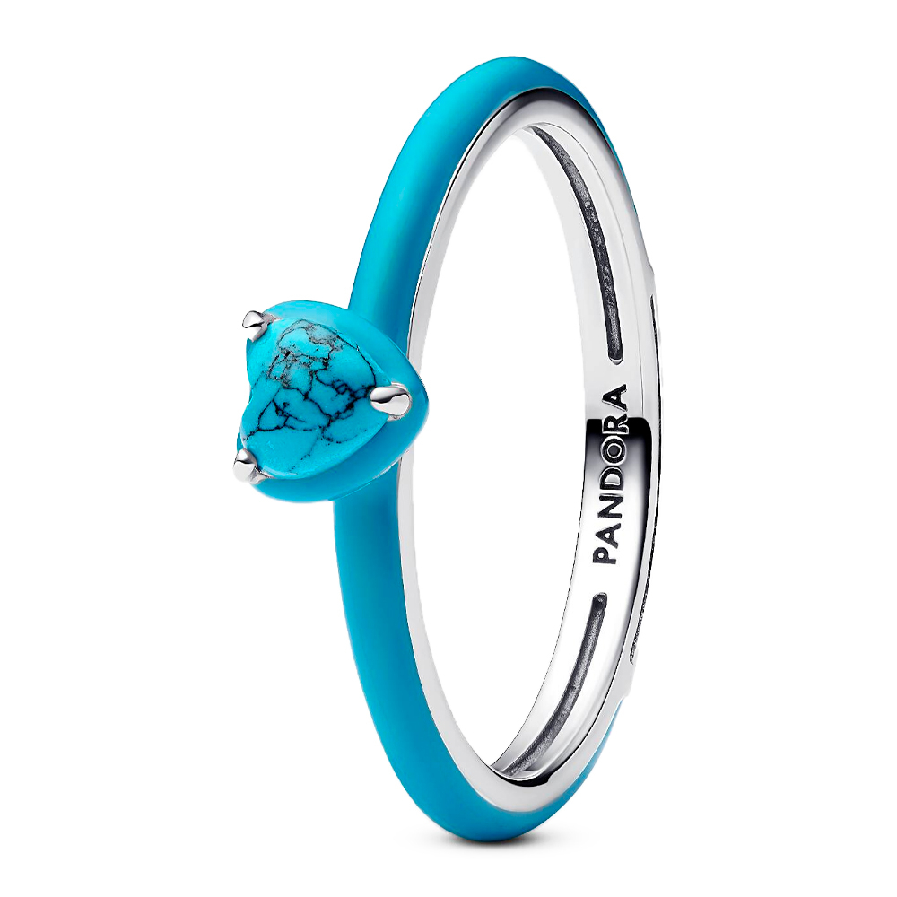 Pandora Turquoise Rings Heart Gem Ring 193828C01