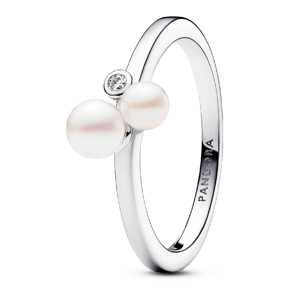 Pandora Silver Rings Duo Ring Of Treated Freshwater Cultured Pearls