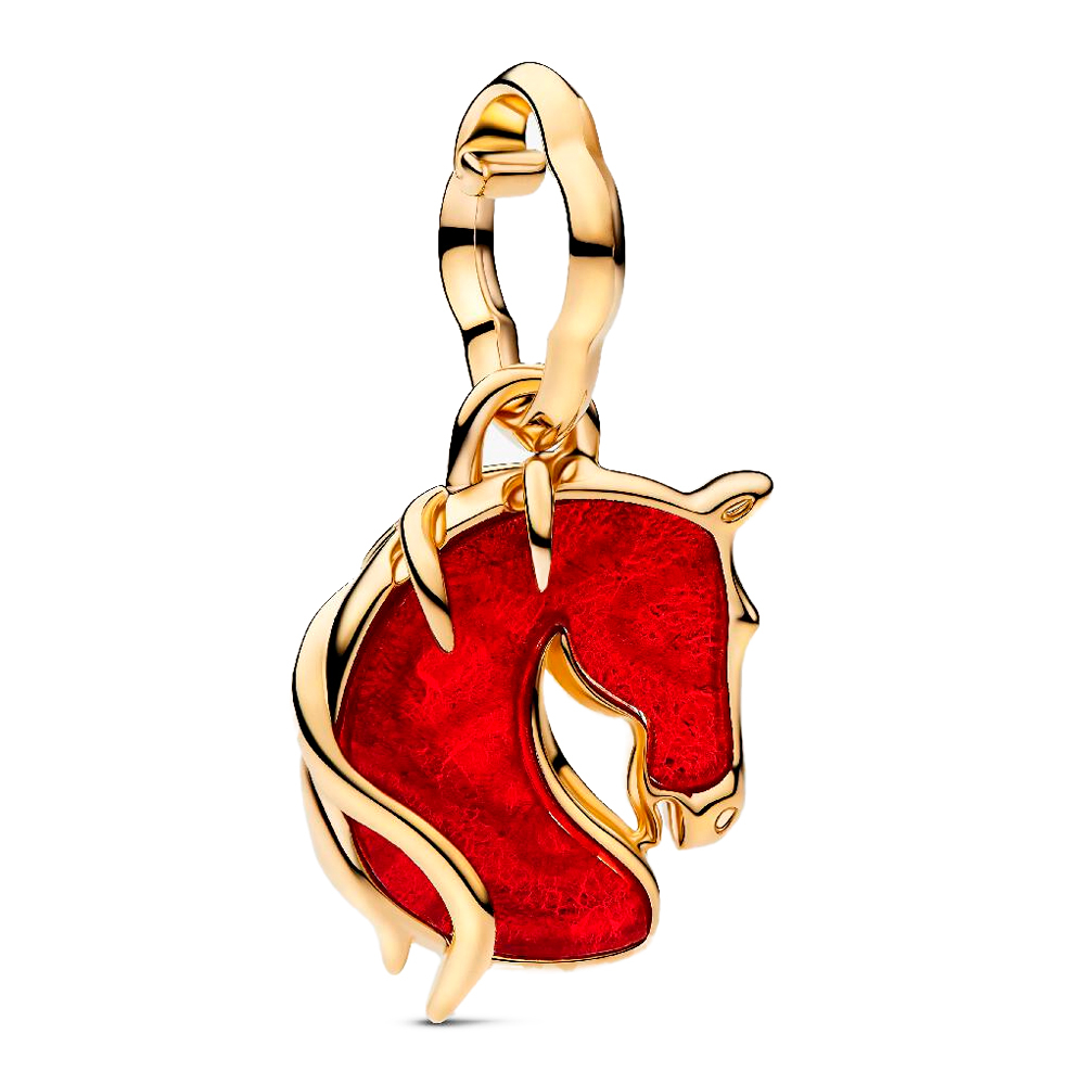 Pandora Charms Ciondolo a forma di cavallo in vetro di Murano rosso fuoco 764431C01
