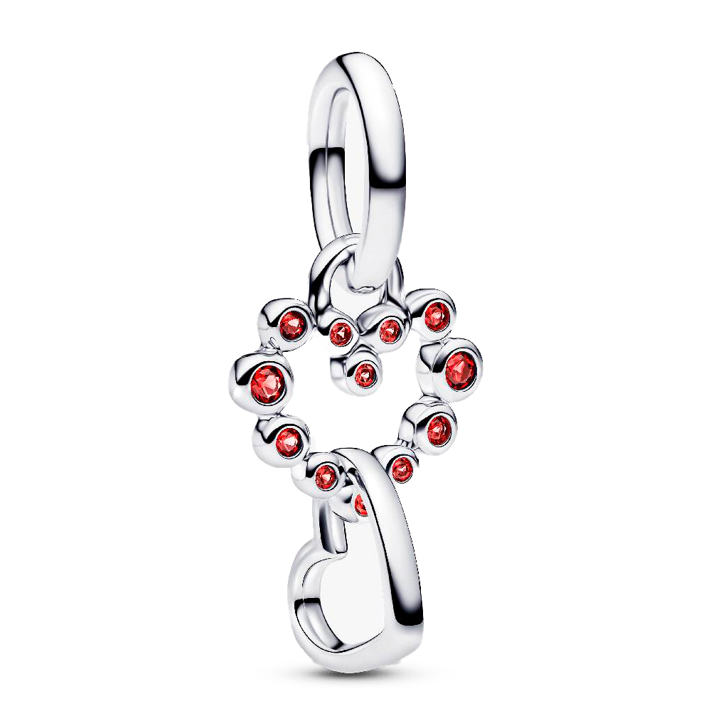 Pandora Charms Ciondolo con cuori collegati e gemme rosse 794435C01