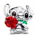 Breloque Disney Stitch avec rose en verre de Murano 794378C01