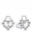 Boucles d'oreilles puces cadenas c&oelig;ur scintillant 294419C01