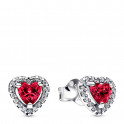 Red Raised Heart Stud Earrings 298427C04