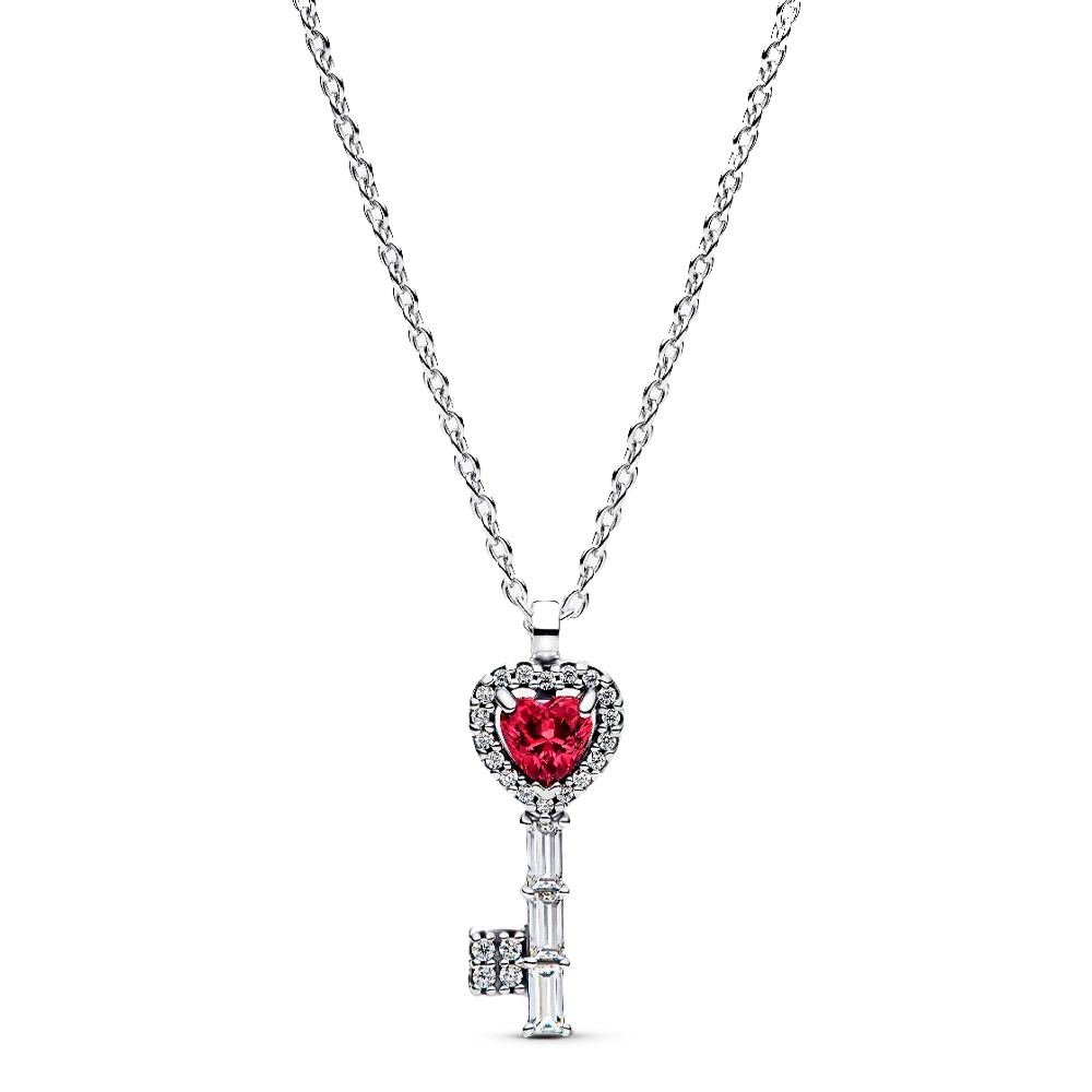 Pandora Silver Necklaces Elevated Heart Key Necklace 394392C01