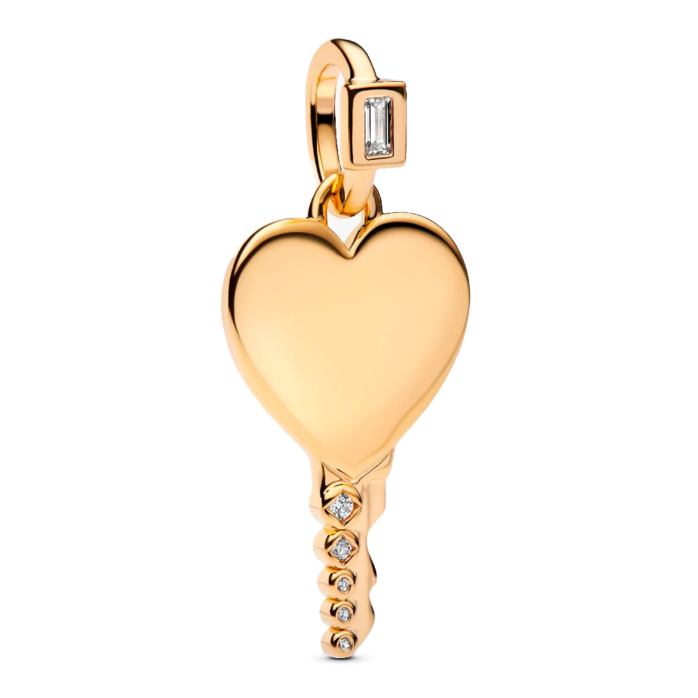 Pandora Gold/Golden Charms Engravable Tag Pendant Key Heart 364353C01