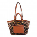 Leopard print and leather effect shopper bag