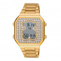 D-Bear Digital Watch with Gold IPG Steel Bracelet and Cubic Zirconia