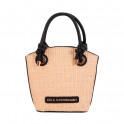 Contrast Raffia-Effect Bag