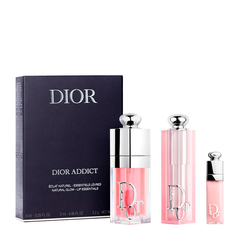 Dior Women's Pink Cosmetic Set Addict Makeup Set - Moisturizing Lip Balm And Lip Oil