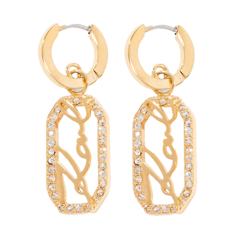 Karl Lagerfeld Yellow/Gold Earrings Signature Pavé Drop Earrings