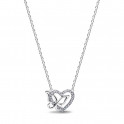 Necklace with intertwined heart and butterfly pendant 394477C01