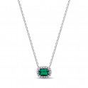 Collier avec pendentif halo rectangulaire vert vif 394503C01