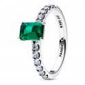 Bague halo rectangulaire vert vif 194506C01