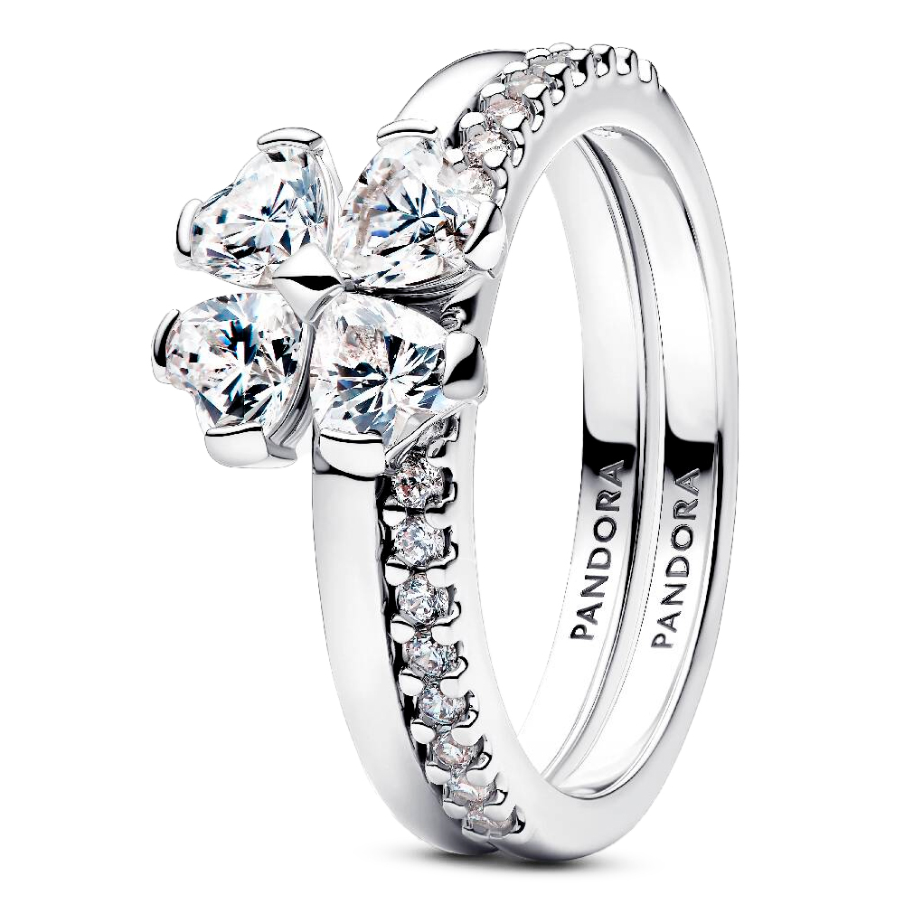 Pandora Silver/Light Rings Divisible Ring Lucky Clover Brilliant 194507C01
