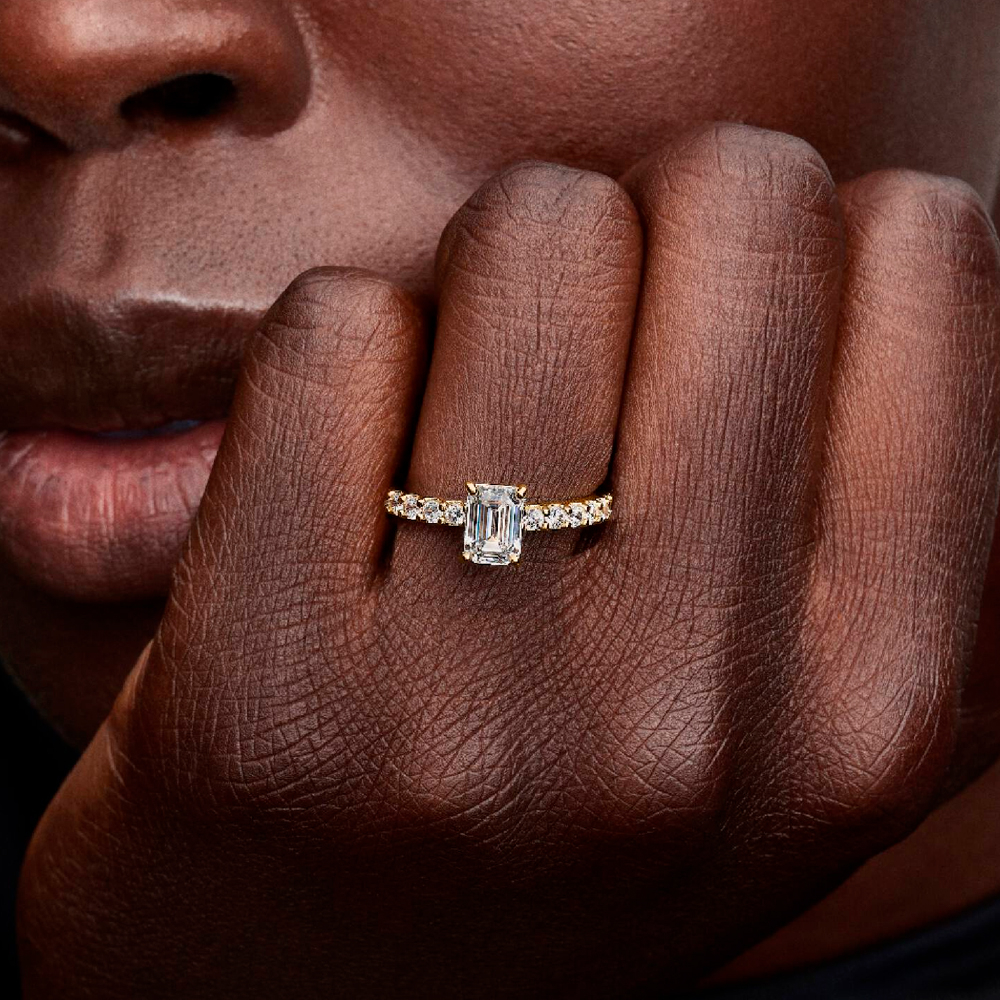 Pandora Anillo Halo Rectangular Brillante – imagen 2