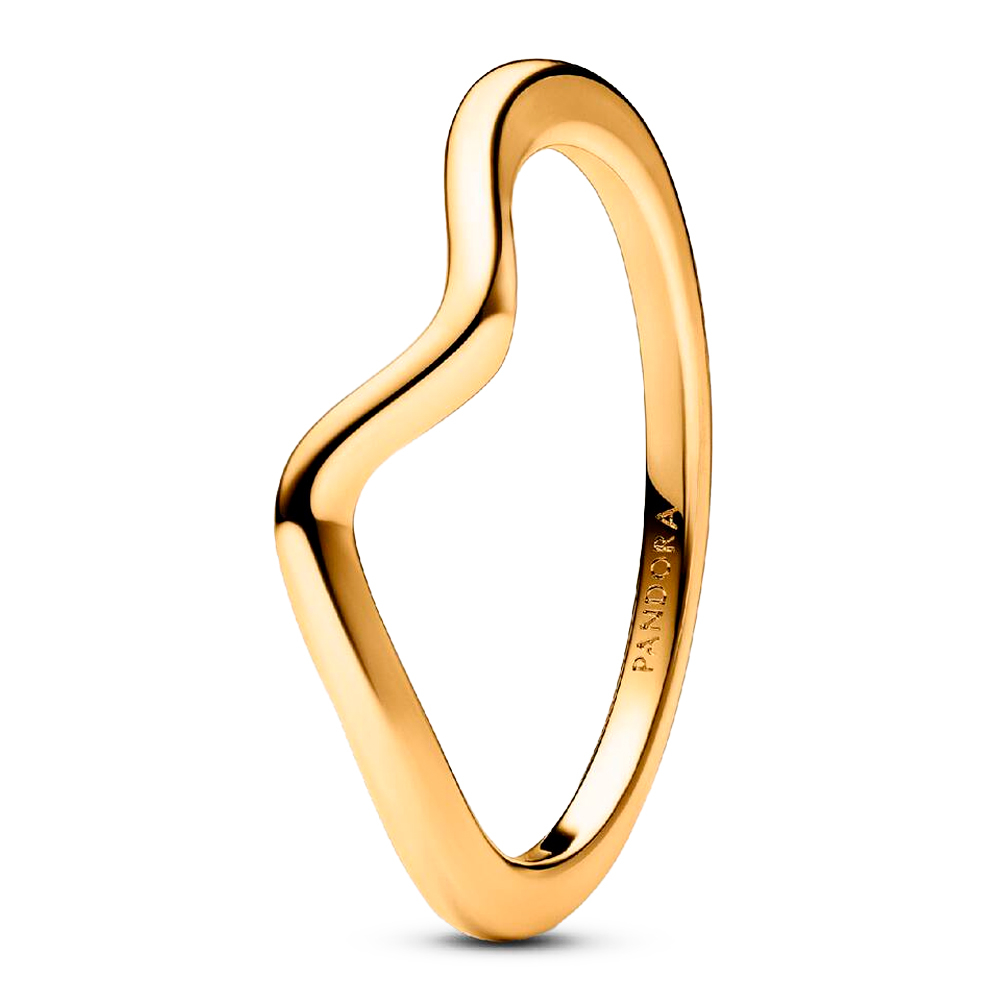 Pandora Light/Gold Rings Polished Wave Ring 163095C00