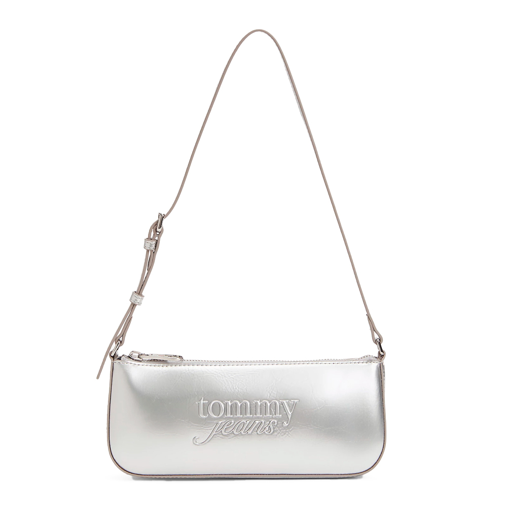 Tommy Hilfiger Bags Bolsas, produtos de higiene pessoal e malas femininas Bolsa de ombro metálica com logotipo texturizado