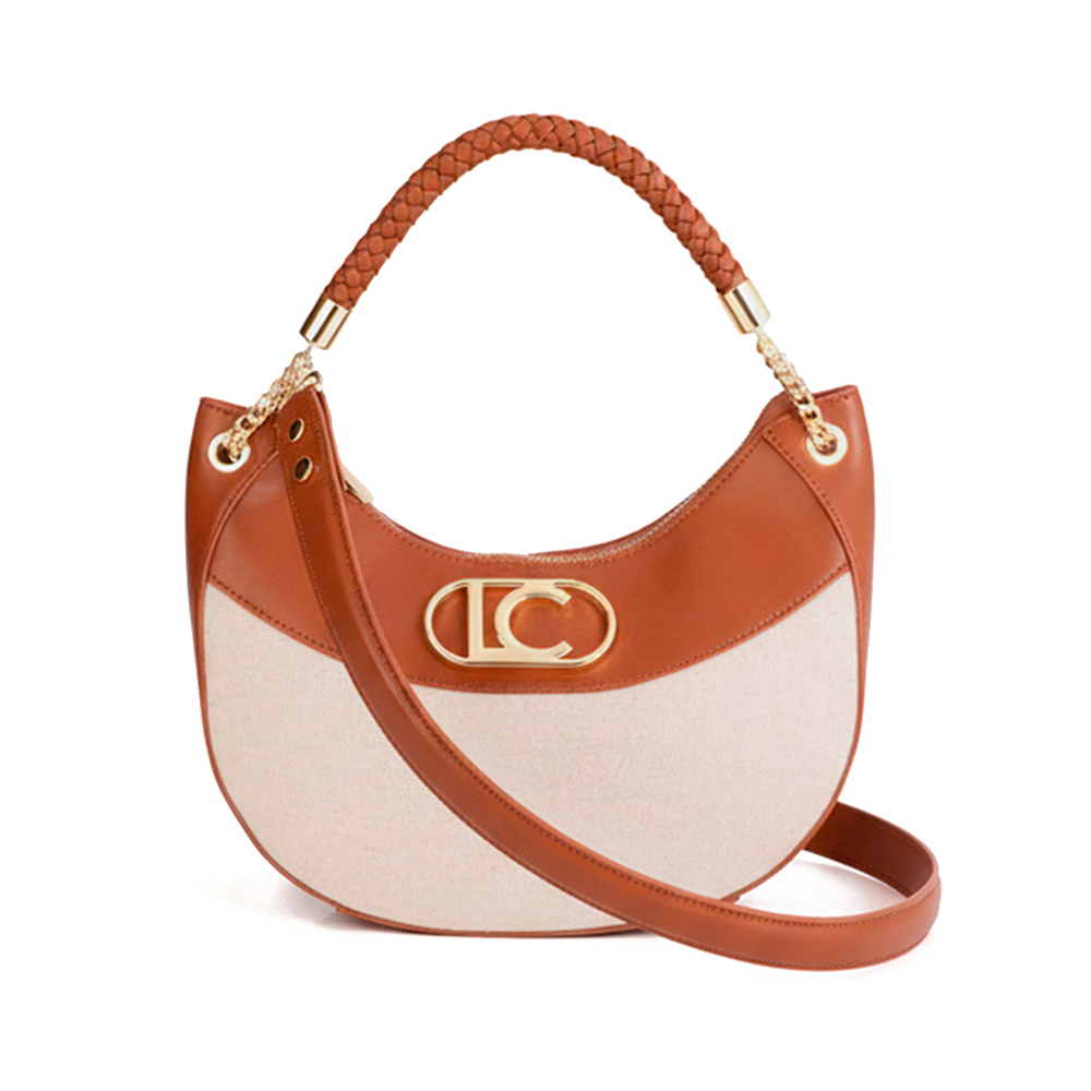 Lola Casademunt Women's Gold Bags, Toiletry Bags And Suitcases For Two-Tone Leather And Canvas Effect Hobo Bag