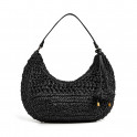 Raffia Half Moon Bag