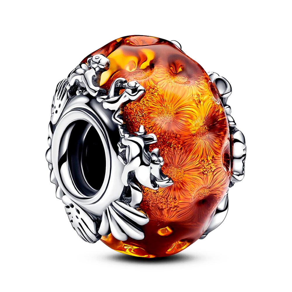 Pandora Silver/Orange Charms Disney Lion King Murano Glass Charm 793252C00