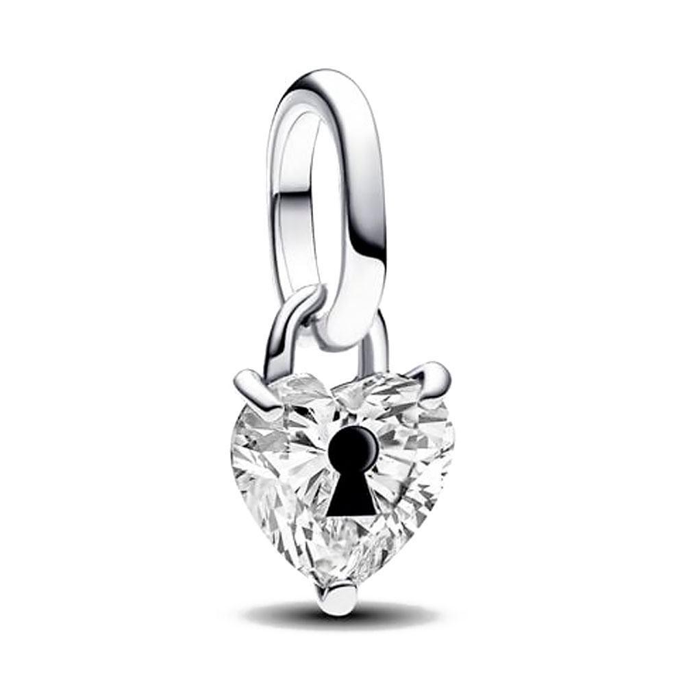 Pandora Black/Light Charms Me Heart Lock Mini Pendant Charm 793086C01