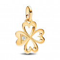 Pandora ME 763034C01 Amuleto de medalh&atilde;o de cora&ccedil;&atilde;o de trevo de quatro folhas