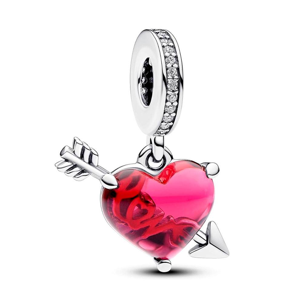 Pandora Red Charms Murano Glass Pendant Charm Heart And Arrow 793085C01
