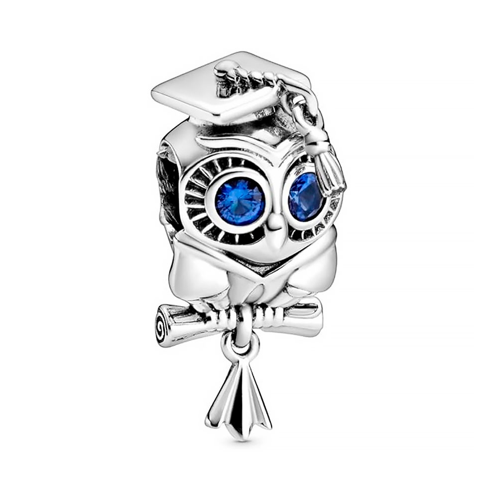 Pandora Silver/Blue Charms Wise Owl Graduation Charm 798907C01