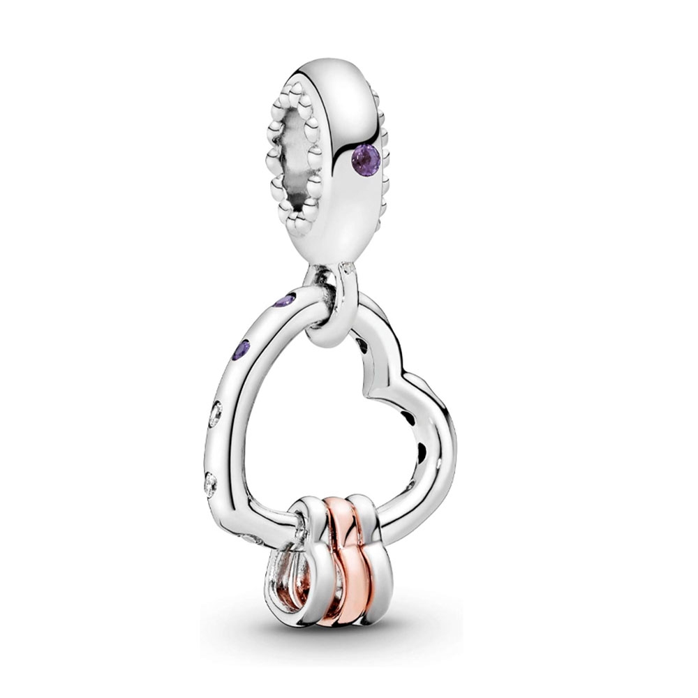 Pandora Silver/Gold/Purple Charms Heart Pendant Charm Full Of Hearts 787247Nlc Mx