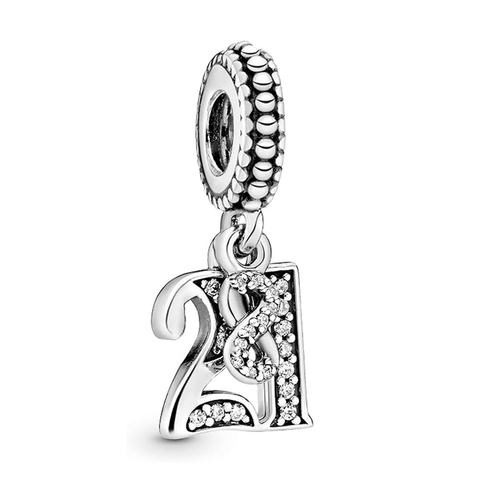 Pandora Silver Charms 21 Years Of Love Sterling Pendant Charm 797263Cz