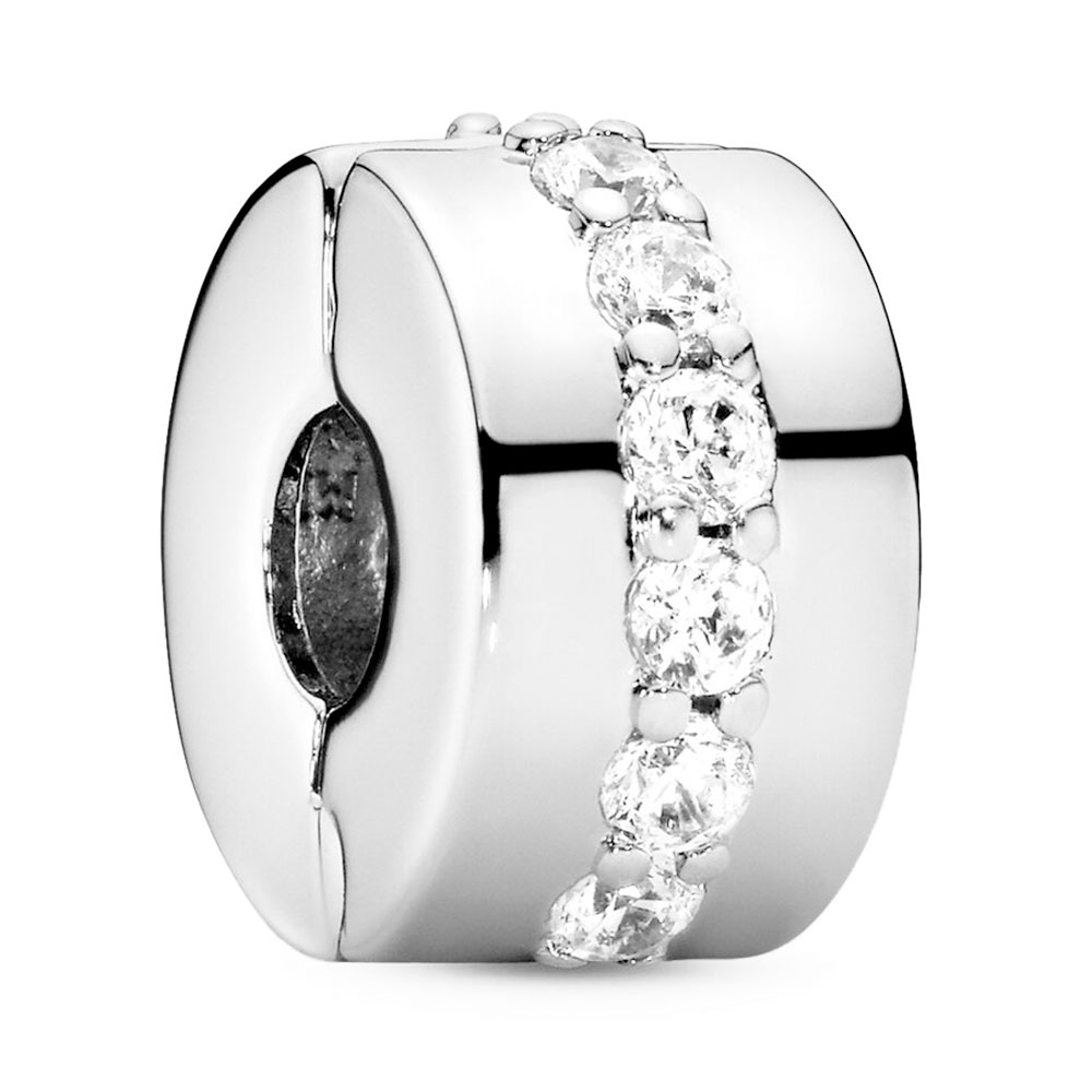 Pandora Silver Charms Transparent Shiny Row Clip Charm 791972Cz