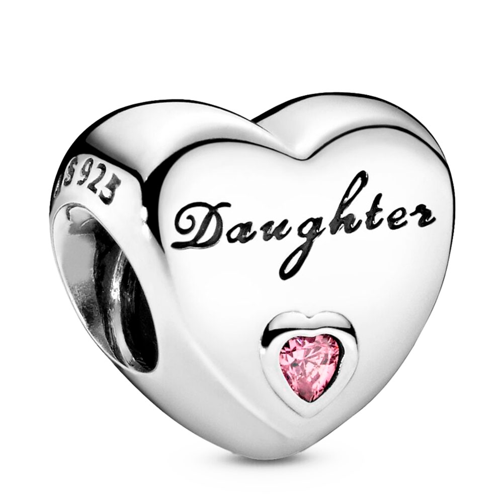 Pandora Silver/Pink Charms Daughter's Heart Charm 791726Pcz