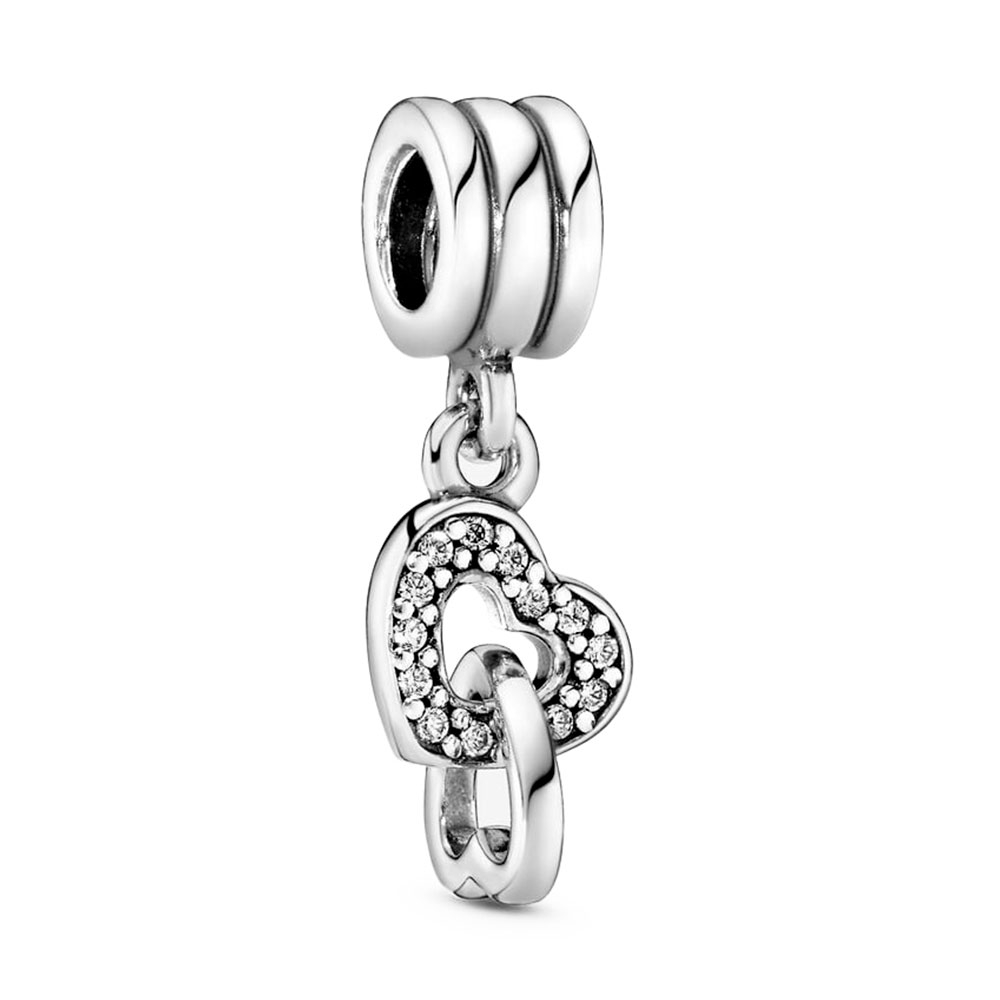 Pandora Silver Charms Interlocking Hearts Pendant Charm 791242Cz