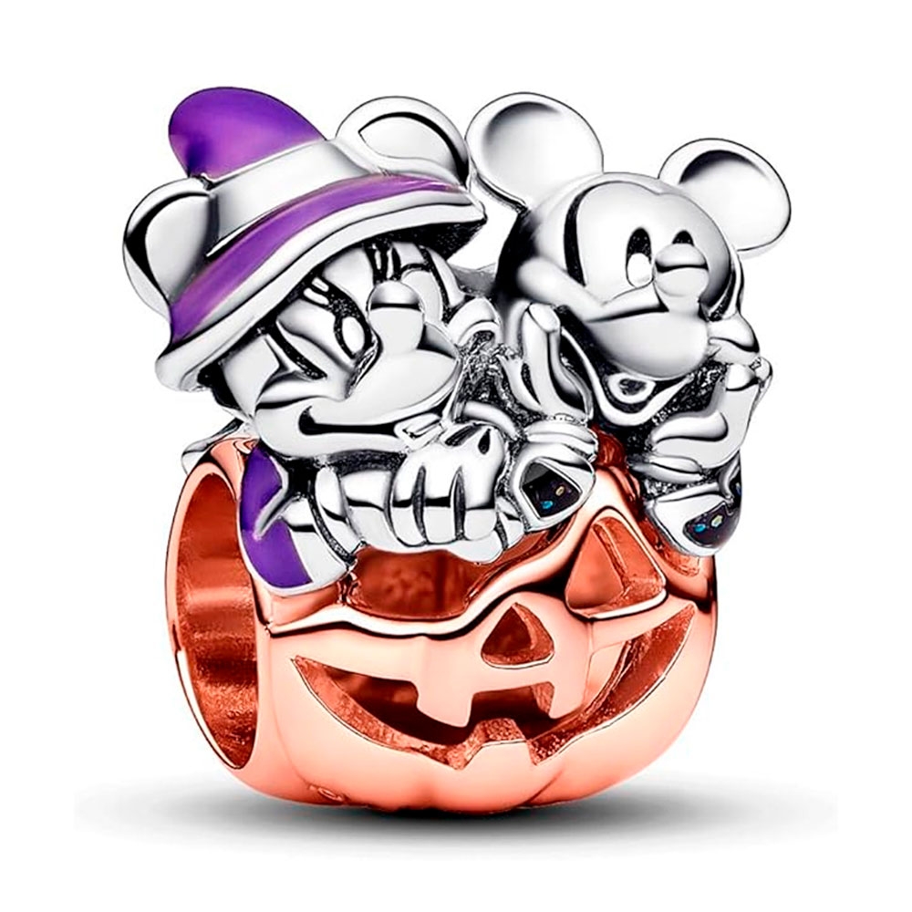 Pandora Gold/Silver/Dark Charms Disney Mickey Mouse & Minnie Mouse Halloween Pumpkin Charm 782816C01