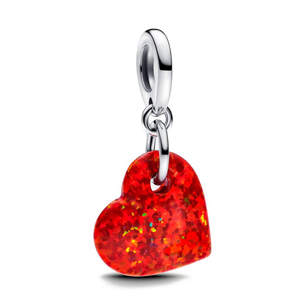 Pandora Red Charms Opalescent Heart Pendant Charm 793348C01