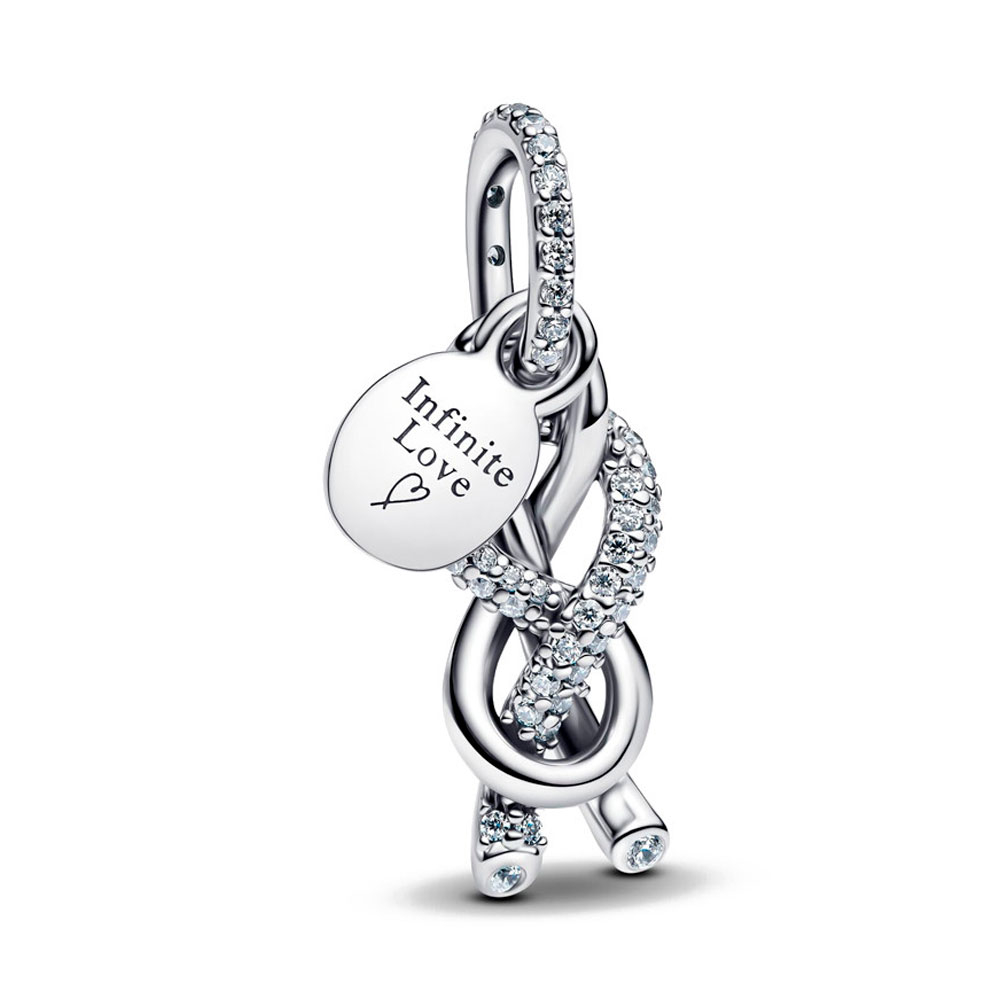 Pandora Silver/Light Charms Pavé Infinity Knot Pendant Charm 793780C01
