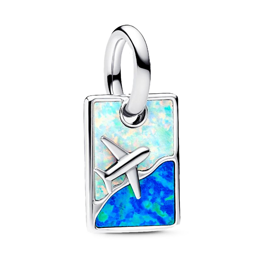 Pandora White/Blue/Silver Charms Travel Pendant Charm 793913C01