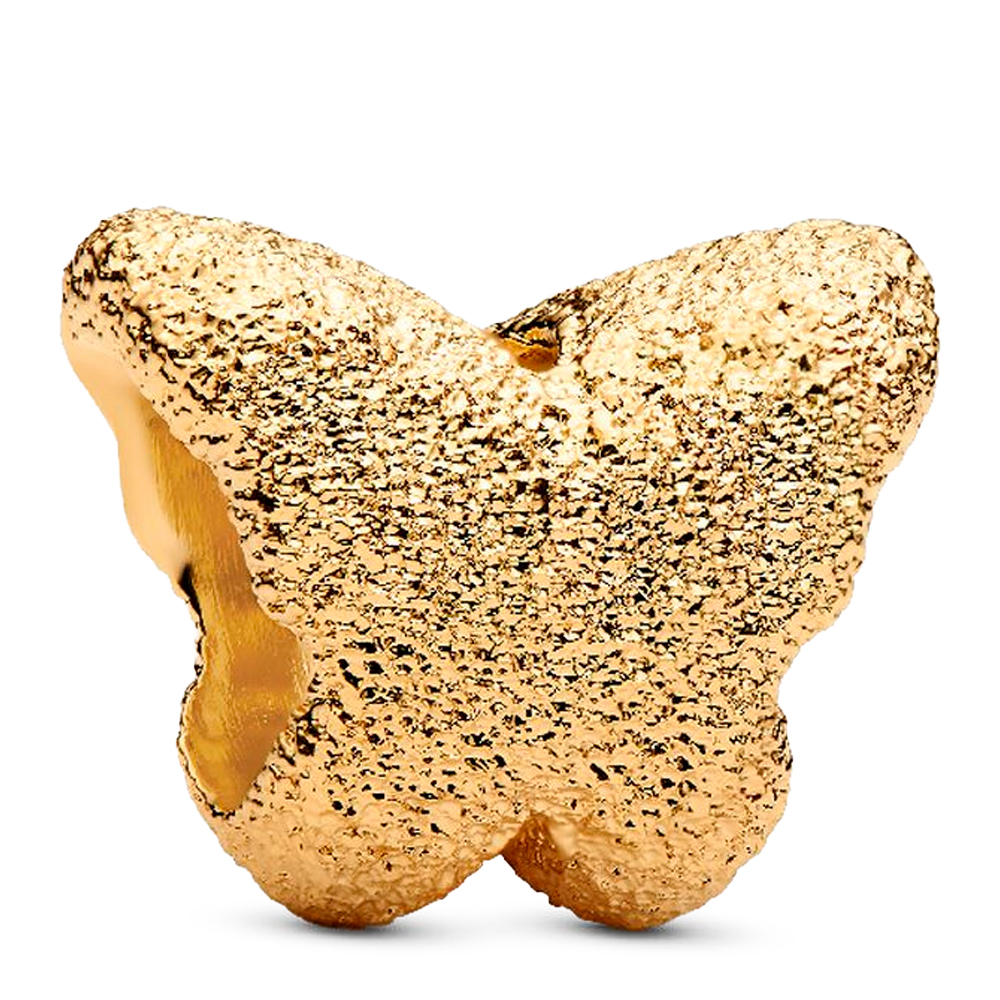 Pandora Gold Charms Mini Butterfly Charm Textured 14K Overlay 764046C00