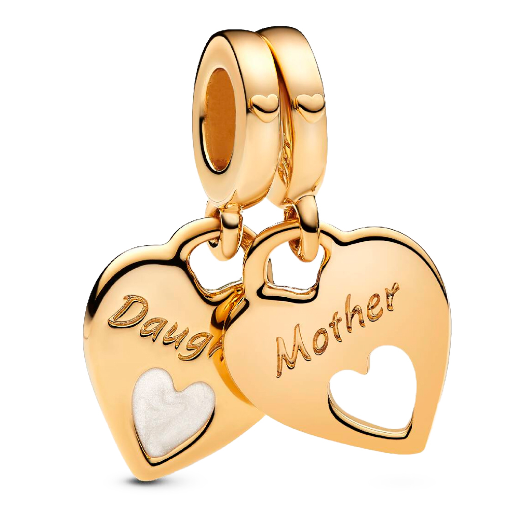 Pandora Gold Charms Double Heart Divisible Pendant Charm 769187C01