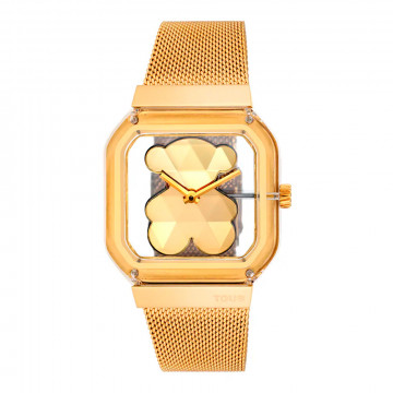 d-bear-party-analog-watch-with-gold-steel-bracelet